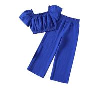 Girls Outfit Sets for Girls from 7 to 12 Years Casual Two Piece Sets for Spring Summer Comfortable Tops with Trousers Perfect for Everyday Outdoor Travel Parties, blue, 11-12 Jahre