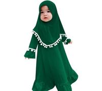 Girls' Outfits & Clothing Sets Girl Muslim Dress with Hijab for Newborn Infant Baby Girls Prayer Dress Muslim Clothes Long Sleeve (Green 0-6 Months)