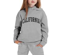 Girls Outfits Set Casual Long Sleeve Hoodie Sweatshirt Jogger Sweatpants 2 Piece Tracksuit for Kids Winter Autumn Comfortable Warm (1-Grey, 4-5 Years)