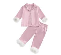 Girls Outfits&Set Children Fashion Casual Comfort Pajamas Long Sleeve Shirt Trousers Two Piece Sleepwear Soft Nightwear (6-7 Years)