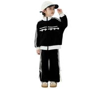 Girls Outfits Set Korean Style Baseball Jacket Hoodie with Trousers 2-Piece Tracksuit Kids Winter Clothing for Girls, black, 3-4 Jahre