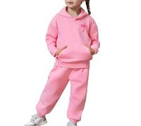 Girls Outfits & Set Long Sleeve Hoodie Pullover Tops with Pants Warm Sweat Suit for Toddler Kids Comfortable Casual Wear (6-7 Years) Pink