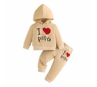 Girls Outfits Set Toddler Hoodie and Pants Two Piece Casual Letter Print Sweatshirt Elastic Waist Daily Wear Outdoor Activities Comfortable Warm (Khaki, 2-3 Years)