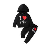 Girls Outfits Set Toddler Hoodie and Pants Two Piece Casual Letter Print Sweatshirt Elastic Waist Daily Wear Outdoor Activities Comfortable Warm (Black, 6-9 Months)