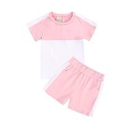 Girls Outfits Size 5 Toddler Kids Infant Baby Unisex Summer Tshirt Shorts Soft Patchwork Cotton 2PC Sleepwear Outfits Clothes Girls 8 10 Clothes Outfits (Pink, 9-10 Years)