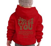 Girl's Over Fear Hoodie Inspirational Sweatshirt for Teen Girls Cute Cartoon Graphic Hoodies Red