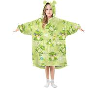Girls Oversized Blanket Hoodie Poppies Poppies Cute Frog Green Kids Wearable Blanket Soft Warm Fleece Hooded Sweatshirt Front Big Pocket Pullover Hoody