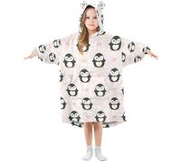 Girls Oversized Blanket Hoodie Poppies Poppies Cute Penguin Pink Kids Wearable Blanket Soft Warm Fleece Hooded Sweatshirt Front Big Pocket Pullover Hoody