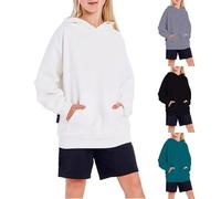 Girls Oversized Hoodie Boys Plain Hooded Jumper Crewneck Pullover Shirt Long Sleeve Anti-Pill Sweatshirt Unisex School Uniform Warm Clothes for Kids (Green, 3-4Years)