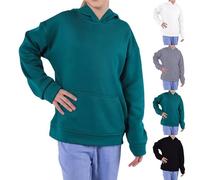 Girls Oversized Hoodie Boys Plain Hooded Jumper Crewneck Pullover Shirt Long Sleeve Anti-Pill Sweatshirt Unisex School Uniform Warm Clothes for Kids (Black, 8-9 Years)
