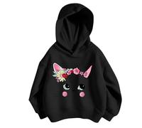 Girls Oversized Hoodies Cartoon Print Personality Hoodie Pullover Hooded Sweatshirt Kids Fashion Sweatshirts Fall Winter Toddler Clothes Activewear Lounge Wear (Dark Gray, 11-12 Years)