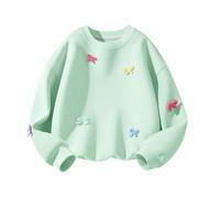 Girls Oversized Sweatshirt Casual Loose Fit Fleece Jumper, Teens Bow Tie Long Sleeve Pullover Tops Spring Clothes Sports Active Pe School Preppy Clothes Green 11-12 Years