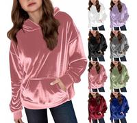 Girls Oversized Velvet Hoodie Heavyweight Hoodies Warm Fleece Pullover Soft Anti-Pill Sweatshirt Hooded Jumper Cute Pullovers Top Casual Fashion Clothes (Red, 10-11 Years)