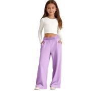 Girls Oversized Wide Leg Joggers Sweatpants Fleece Athletic Joggers Drawstring Waist and Pockets Kids Baggy High Waist Straight Leg Track Pants School Trousers Solid Color (Purple, 9-10 Years)