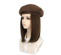 Girls Painter Hat With Straight Hair Extensions For Girls Street Photography Straight Short Hairpiece