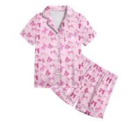 Girls Pajamas - Cotton/Silk Lounge Set Long Sleeve Casual Pjs Set Silk/Cotton Homewear Y2K Short Sleeve Sleepwear Children Sleepwear Teens Nightwear Outfits for Kids