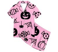 Girls Pajamas Halloween Costumes for Kids Nightwear Pjs Snowman Pumpkin Spider Cotton Toddler Clothes Fun Ghost Print Sleepwear Unisex Lantern Pyjamas pajama set Pink