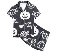 Girls Pajamas Halloween Costumes for Kids Nightwear Pjs Snowman Pumpkin Spider Cotton Toddler Clothes Fun Ghost Print Sleepwear Unisex Lantern Pyjamas pajama set Light Gray
