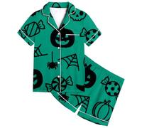 Girls Pajamas Halloween Costumes for Kids Nightwear Pjs Snowman Pumpkin Spider Cotton Toddler Clothes Fun Ghost Print Sleepwear Unisex Lantern Pyjamas pajama set Green