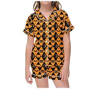 Girls Pajamas Halloween Costumes for Kids Nightwear Pjs Snowman Pumpkin Spider Toddler Long Sleeve Sleepwear Outfits Pants Sets print pajama set Khaki