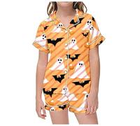 Girls Pajamas Halloween Costumes for Kids Nightwear Pjs Snowman Pumpkin Spider Toddler Long Sleeve Sleepwear Outfits Pants Sets print pajama set Beige