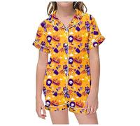Girls Pajamas Halloween Costumes for Kids Nightwear Pjs Snowman Pumpkin Spider Toddler Long Sleeve Sleepwear Outfits Pants Sets print pajama set Gold