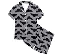 Girls Pajamas Halloween Costumes for Kids Nightwear Pjs Snowman Pumpkin Spider Tops and Pants Sets Lapel Button Shirt Sleepwear Outfits Long Sleeves print pajama set Grey
