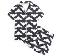 Girls Pajamas Halloween Costumes for Kids Nightwear Pjs Snowman Pumpkin Spider Tops and Pants Sets Lapel Button Shirt Sleepwear Outfits Long Sleeves print pajama set Light Gray