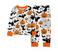 Girls Pajamas Halloween Cotton Toddler Clothes Glow In The Dark Pjs Fun Lapel Button Shirt Sleepwear Outfits Long Sleeves Nightwear Tops cute Boys Pyjamas White