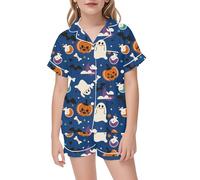 Girls Pajamas Halloween Cotton Toddler Clothes Glow in The Dark Pjs Pyjamas Set Sleepwear Nightwear Pumpkin Ghost Print Unicorn Family Matching Navy