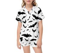 Girls Pajamas Halloween Pajama Sets for Kid Bat Set Nightwear Tops and Pants Pyjamas Skeleton Unisex Pumpkin Lantern Cotton Pjs Long Sleeve Sleepwear