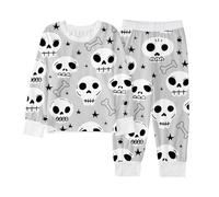 Girls Pajamas Halloween Pyjamas for Boys Glow In The Dark Cotton Pjs Nightwear Tops and Pants Sets Lapel Button Shirt Sleepwear Outfits Unicorn Family Matching Grey