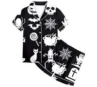 Girls Pajamas Halloween Pyjamas for Boys Pjs Skeleton Pumpkin Sleepwear Cotton Toddler Clothes Fun Ghost Print Long Sleeve 2 Piece Sets cute Black