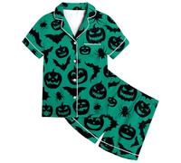 Girls Pajamas Halloween Pyjamas for Boys Pjs Snowman Pumpkin Spider Nightwear Tops and Pants Sets Ghost Print Sleepwear Unisex Lantern Family Matching Green
