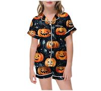 Girls Pajamas Halloween Unisex Kids Pyjamas Glow in The Dark Cotton Pjs Toddler Long Sleeve Sleepwear Children Set Sleeves Nightwear Tops Print Pajama Grey