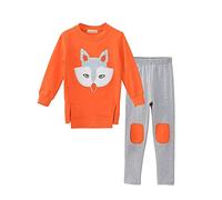 Girls Pajamas Set Cute 2PCS Soft Animal Cartoon Long Sleeve Pullover Shirt Tops Leggings and Pants Sleepwear PJS Fox Pullover Top Kids Soft Casual Clothes (Orange, 7-8 Years)