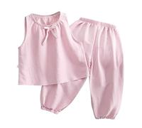 Girls Pajamas Summer Sleepwear Tank Top and Pants Set js Outfit for Baby to Tween (Pink, 18-24 Months)