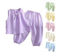 Girls Pajamas Summer Sleepwear Tank Top and Pants Set js Outfit for Baby to Tween (Purple, 3-4 Years)