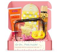 Girls Pamper Set Gift - Glow Up Self Care Kit with Face Scrub, Sheet Mask, Tinted Lip Balm, Body Spray, Bath Bomb, Flower Soap & Clear Cosmetic Bag for Teens and Tweens