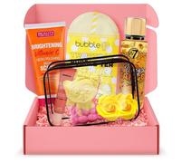 Girls Pamper Set Glow Up Essentials with Face Scrub, Sheet Mask, Multipurpose Tinted Lip Balm, Body Spray, Bath Bomb and Flower Soap