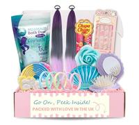 Girls Pamper Set Mermaid Spa Gift Box - Bath Bomb, Bath Dust, Lip Balm & Hair Accessories, Self-Care Gift for Kids, Tweens & Teens