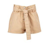 Girls Paperbag Denim Shorts Sand Short High Waist Belted Paper Bag Hot Pants Kids Girl Designer's Denim Style Stylish Fashion Trendy Jeans Sand - Size: 11-12 Years