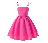 Girls Party Dress, Girl's Summer Dresses Spaghetti Strap Swing Pleated Cotton Dress Tween Kids Flowy Front Ruched Boho Beach Casual Midi Sundress for Princess Birthday Party Wedding Prom Gown