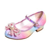 Girls Party Wedding Mary Jane Rainbow Sparkly Sandals Low Heel Princess Shoes Size