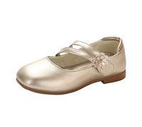 Girls Patent PU Leather Shoes Lightweight Backless Breathable Mary Jane Shoe Princess Easy Fasten Dress Shoes Comfortable Wide Width Flat Shoe Round Toe Dance Footwear for School Outdoor UK Gold