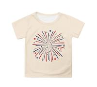 Girls Patriotic Independence Day T-Shirt Flag Print Short Sleeve Tee for Toddler Kids Comfortable Casual Top (Light Yellow-d, 12-13 Years)