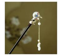 Girls' Peach Flower Hand-made Hairpin Chic Retro Chinese Dress Cheongsam Accessories Antique Wooden(Color01)
