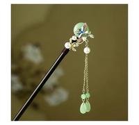 Girls' Peach Flower Hand-made Hairpin Chic Retro Chinese Dress Cheongsam Accessories Antique Wooden(Color03)