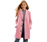 Girls Peacoat Faux Wool Blend Single Breasted Long Trench Coat with Pockets Elegant Dress Overcoat Winter Windbreaker Blazer Jacket School Coat Outwear Pink 12 Years