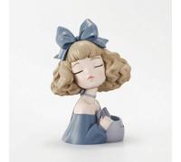 Girls Pen Holder Desk Organizer Pen Cup Figurine Storage Container Resin Material with Off Shoulder Dress and Curly Hair Suitable for Study Table Vanity Office Desk Home Decoration, Blue